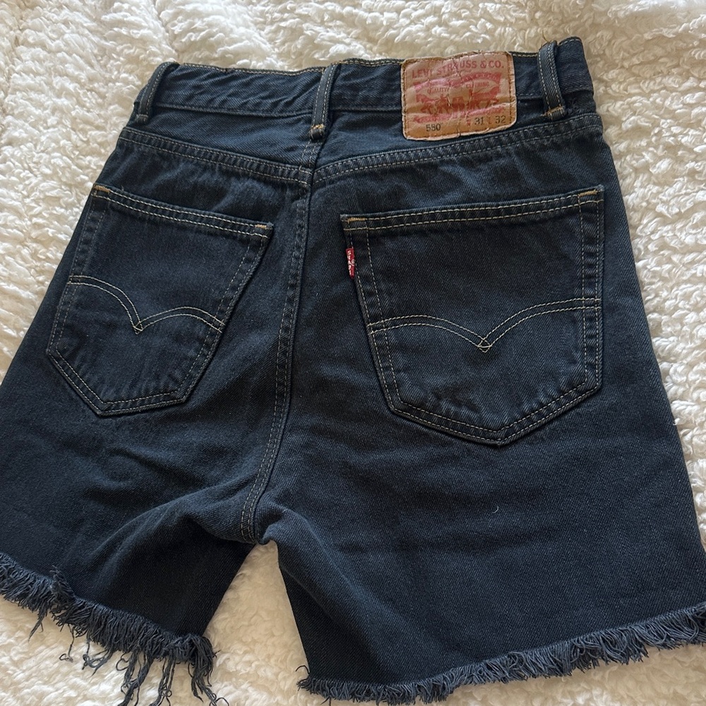 Levi's Black Denim 550 Cut-off Shorts
